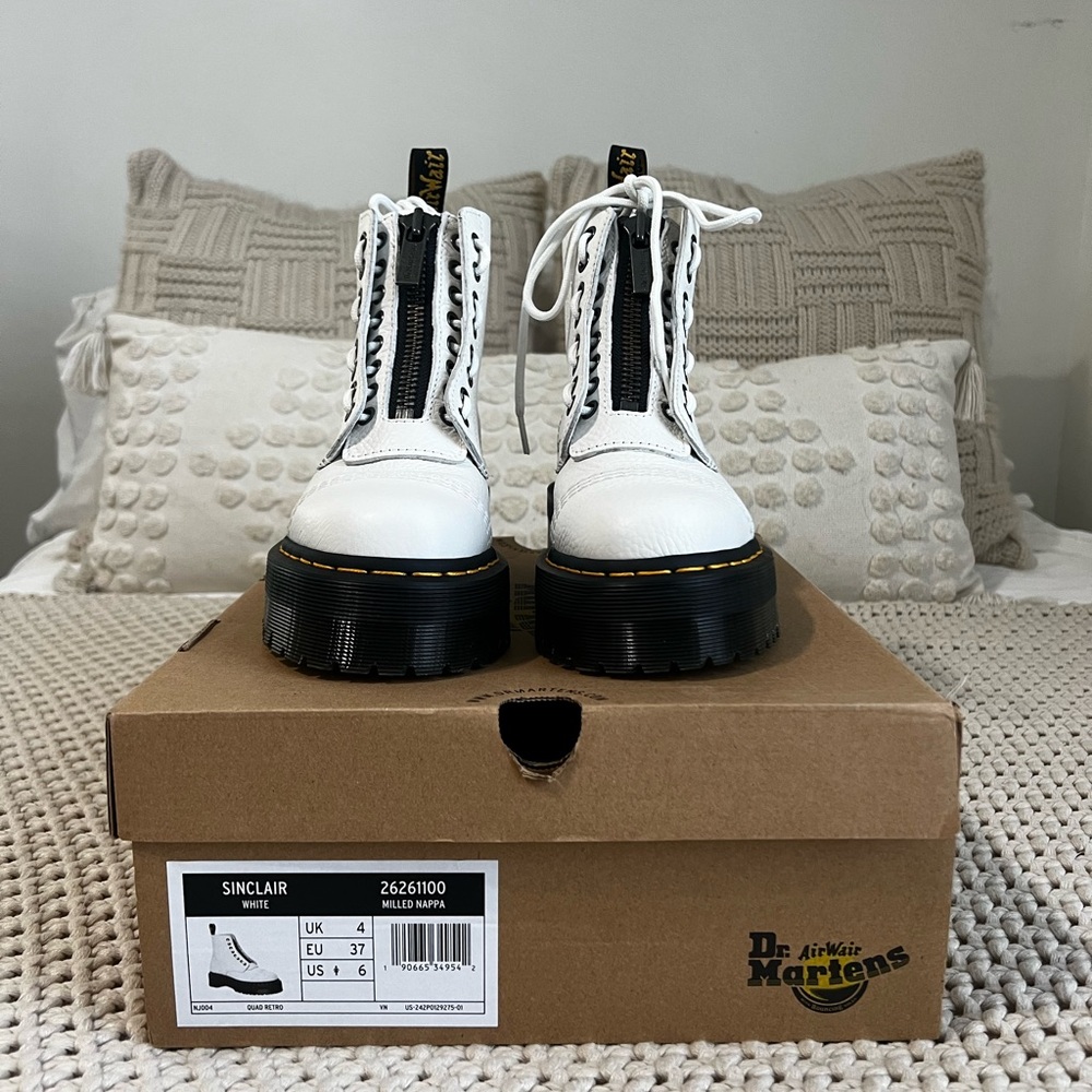 Dr. Martens White Combat Boots with Chunky Platform - Picture 5 of 6